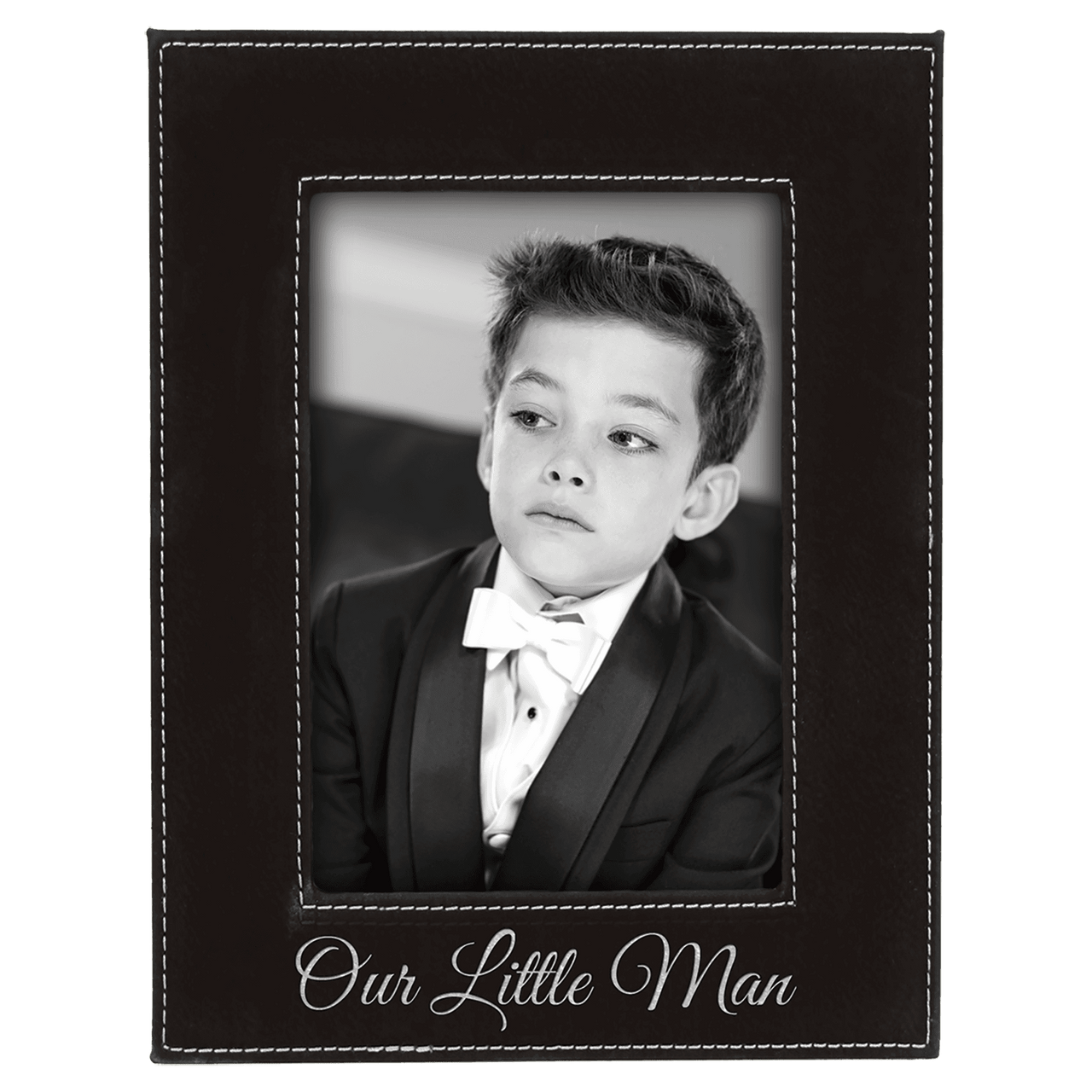 4" x 6" Dark Brown Laserable Leatherette Photo Frame