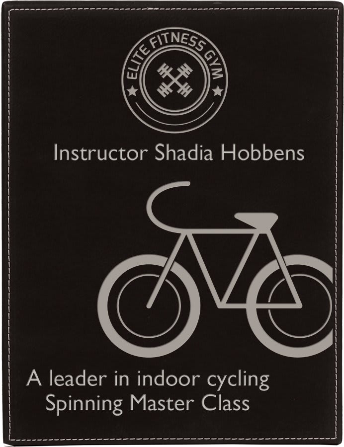 9" x 12" Black/Silver Laserable Leatherette Plaque