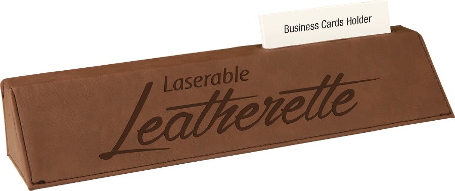 10 1/2" Rawhide Laserable Leatherette Desk Wedge with Business Card Holder