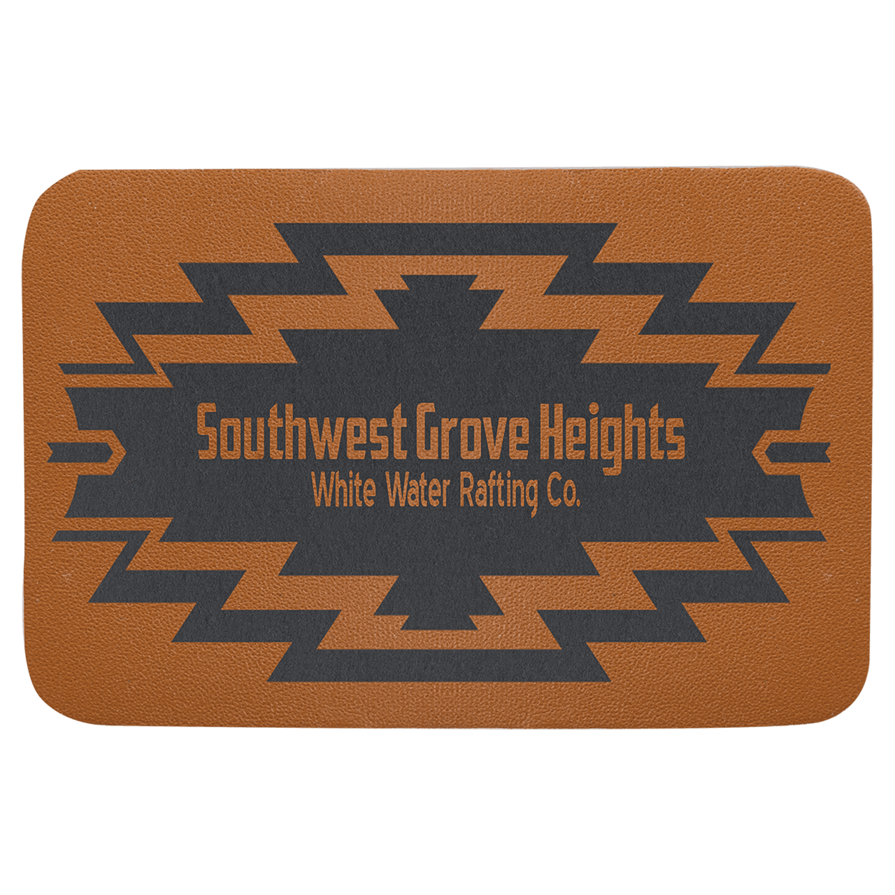 3" x 2" Rectangle Caramel Genuine Leather Patch with Adhesive