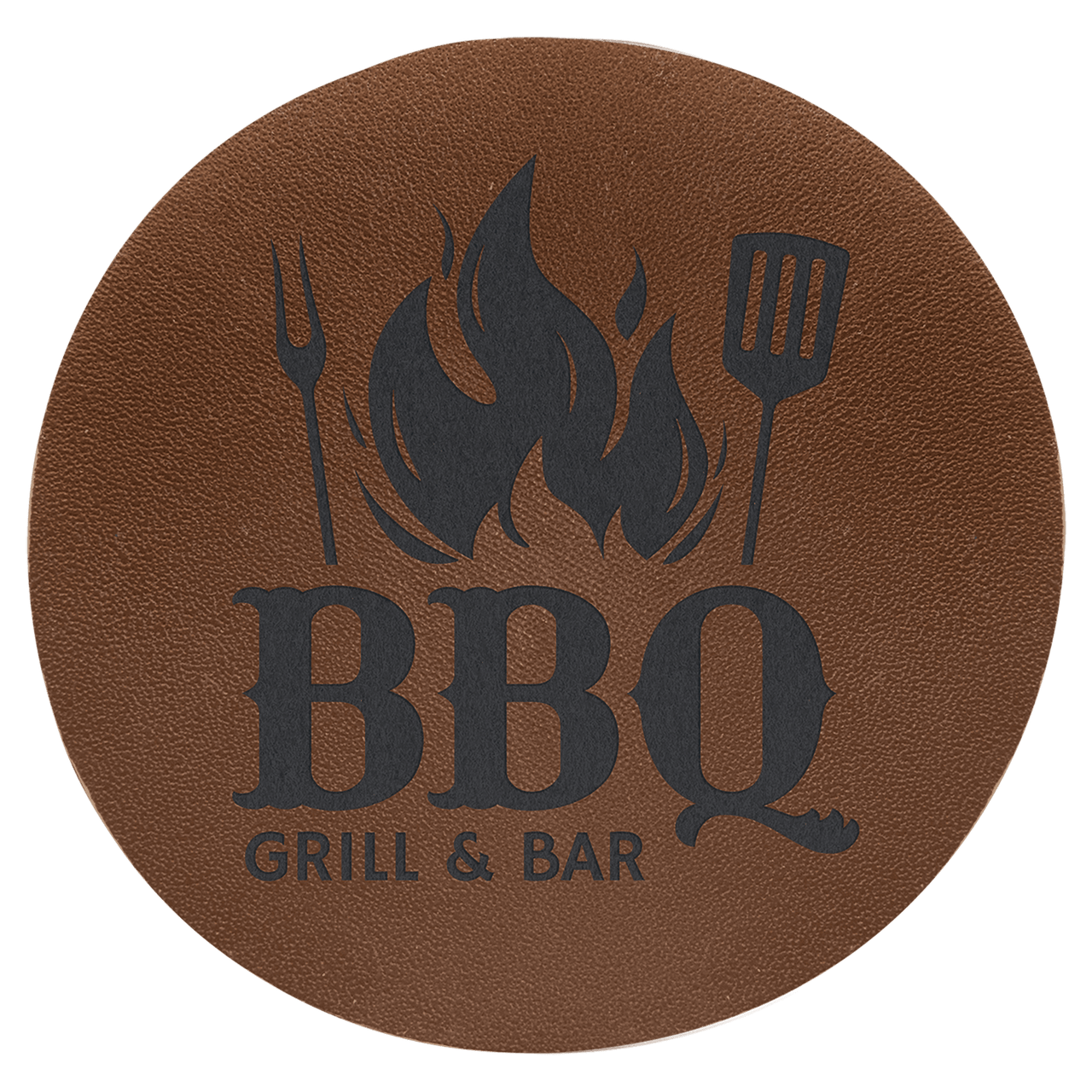 2 1/2" Round Brown Genuine Leather Patch with Adhesive