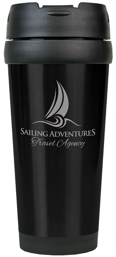 16 oz. Black Laserable Stainless Steel Travel Mug without Handle