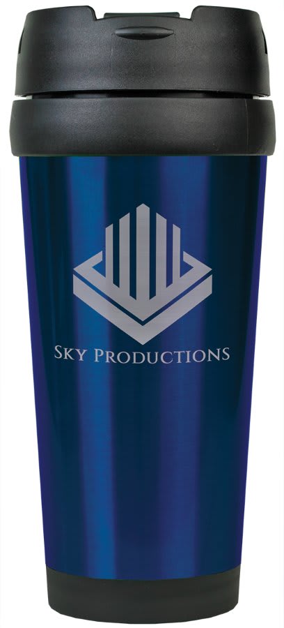 16 oz. Black Laserable Stainless Steel Travel Mug without Handle