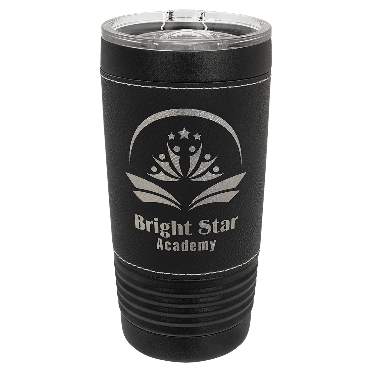 Polar Camel 20 oz. Black with Black/Silver Leatherette Tumbler with Slider Lid