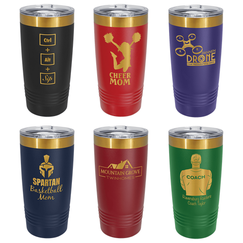 Polar Camel 20 oz. Gold ION-Plated Ringneck Tumbler with Slider Lid