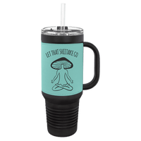 Thumbnail for Polar Camel 40 oz. Black with White Laserable Leatherette Travel Mug with  a Handle, Straw Included