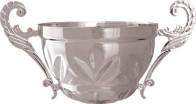 7" Silver Metal Cup Bowl with Handle