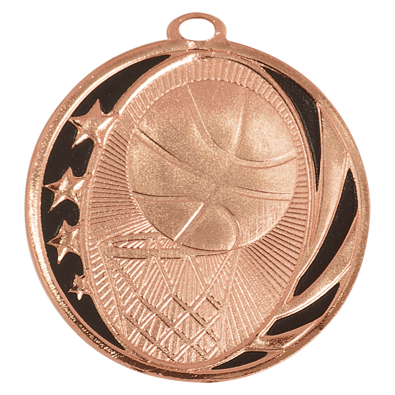 2" Bright Bronze Basketball Laserable MidNite Star Medal
