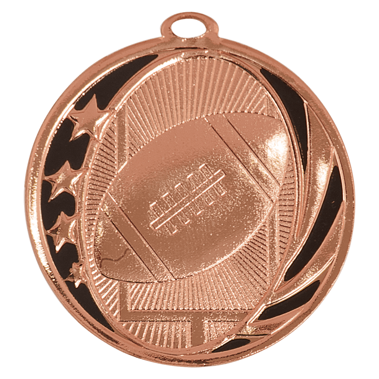 2" Bright Bronze Football Laserable MidNite Star Medal