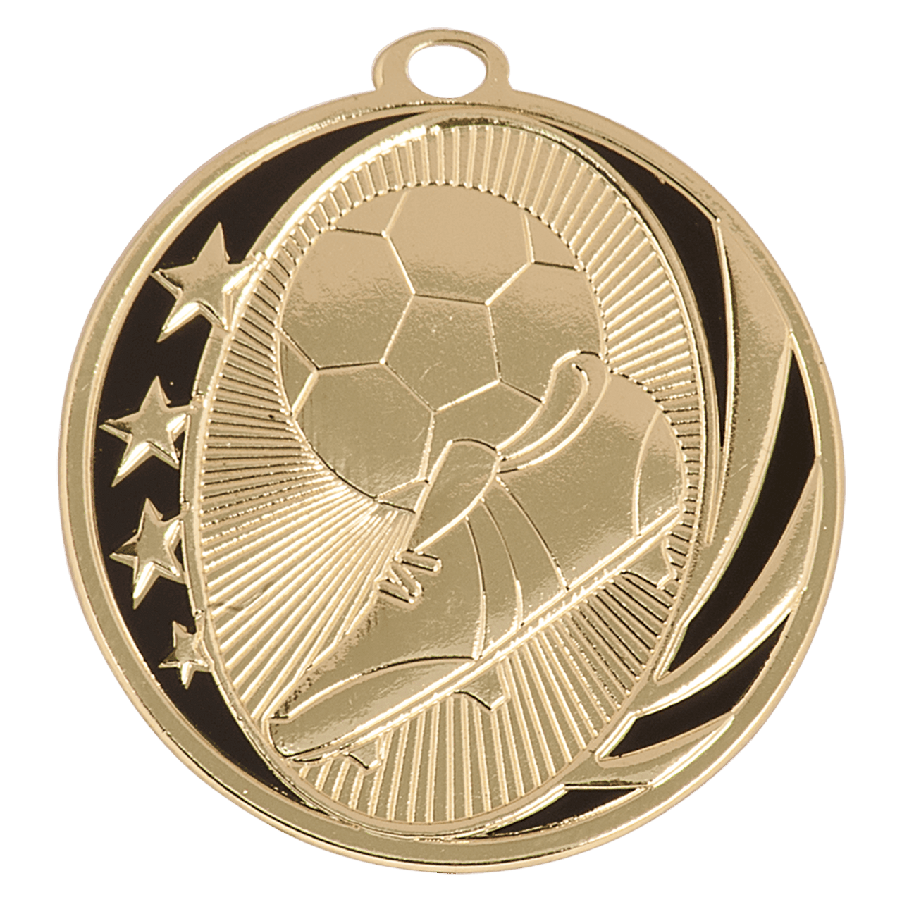 2" Bright Gold Soccer Laserable MidNite Star Medal