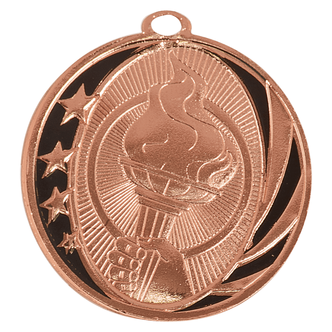 2" Bright Bronze Torch Laserable MidNite Star Medal