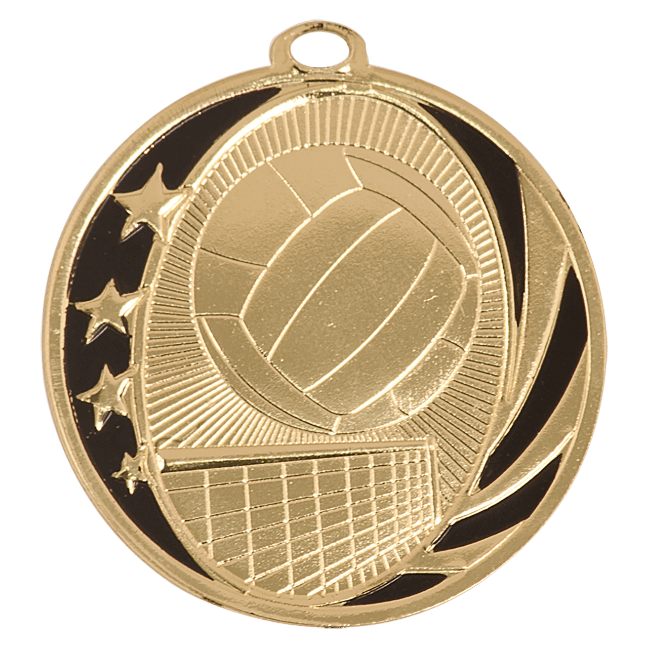2" Bright Gold Volleyball Laserable MidNite Star Medal