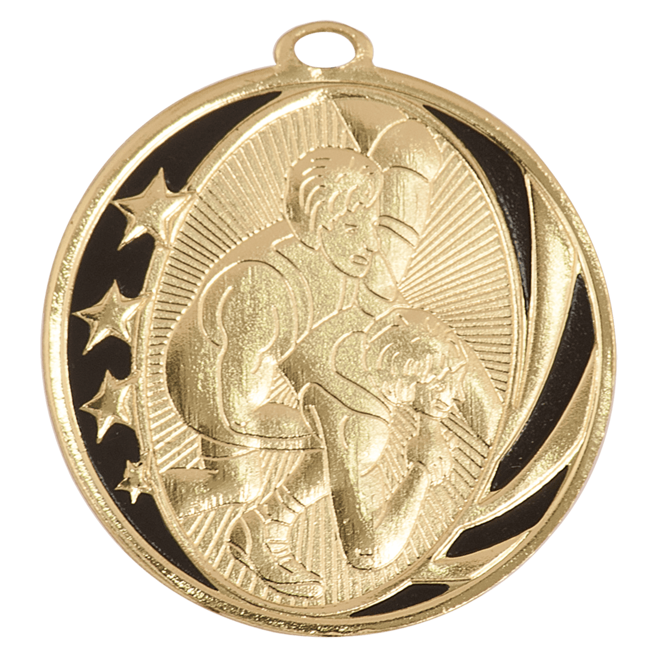 2" Bright Gold Wrestling Laserable MidNite Star Medal