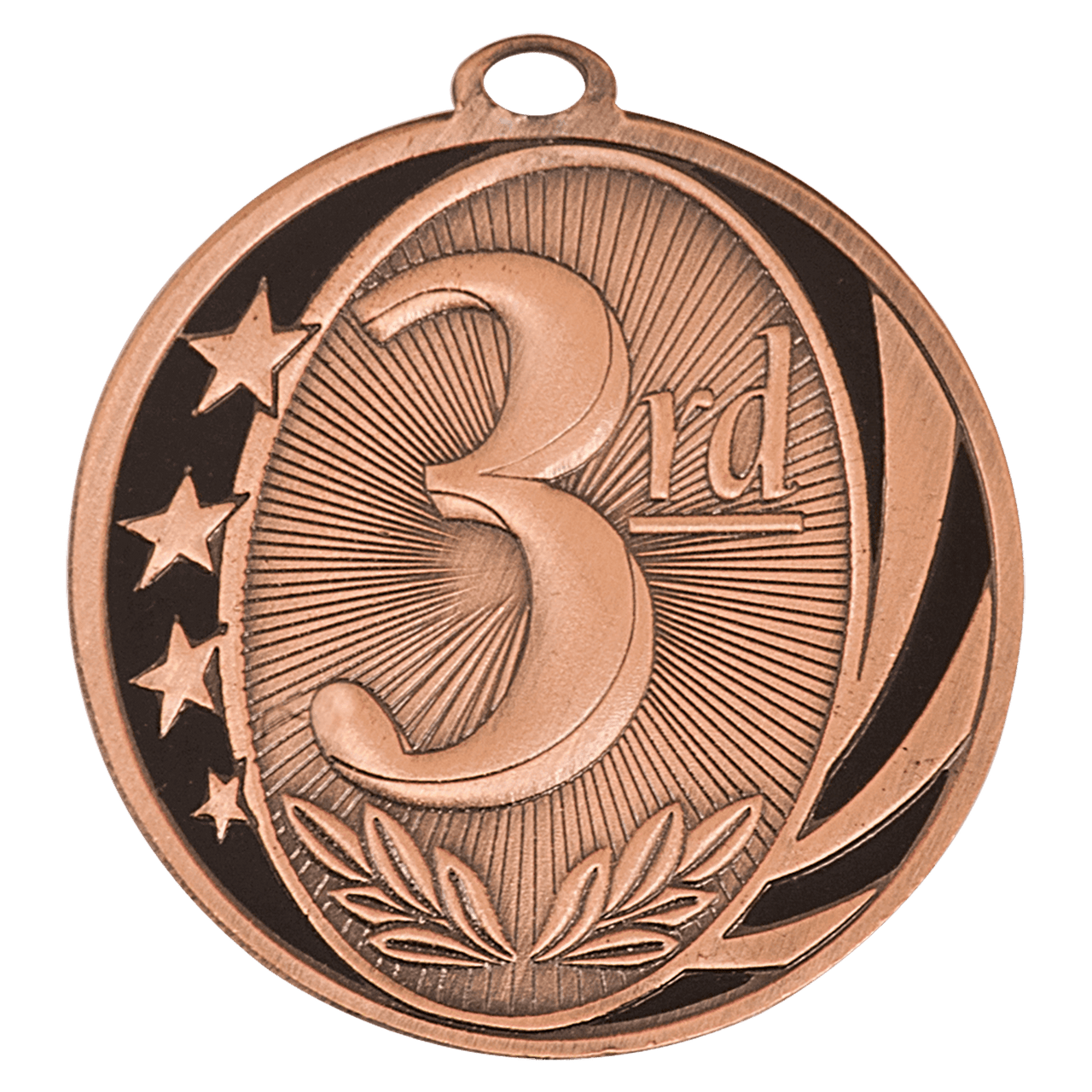 2" Bright Bronze 3rd Place Laserable MidNite Star Medal