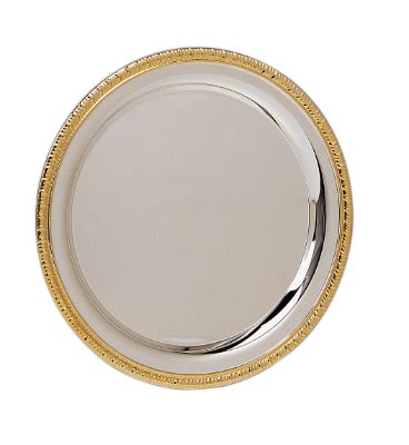 12" Round Gold Rim Silver Plated Tray