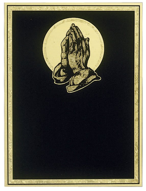 4" x 6" Brass Plated Steel Praying Hands Plaque Plate