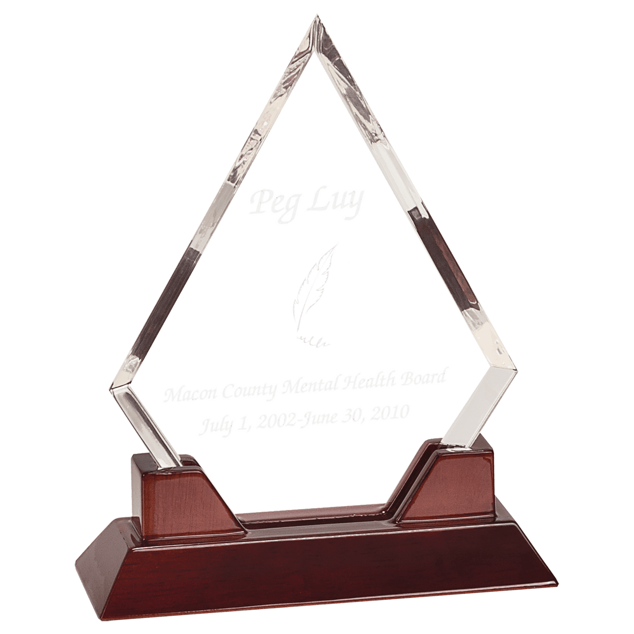 9 1/2" Diamond Prestige Acrylic with Rosewood Piano Finish Base