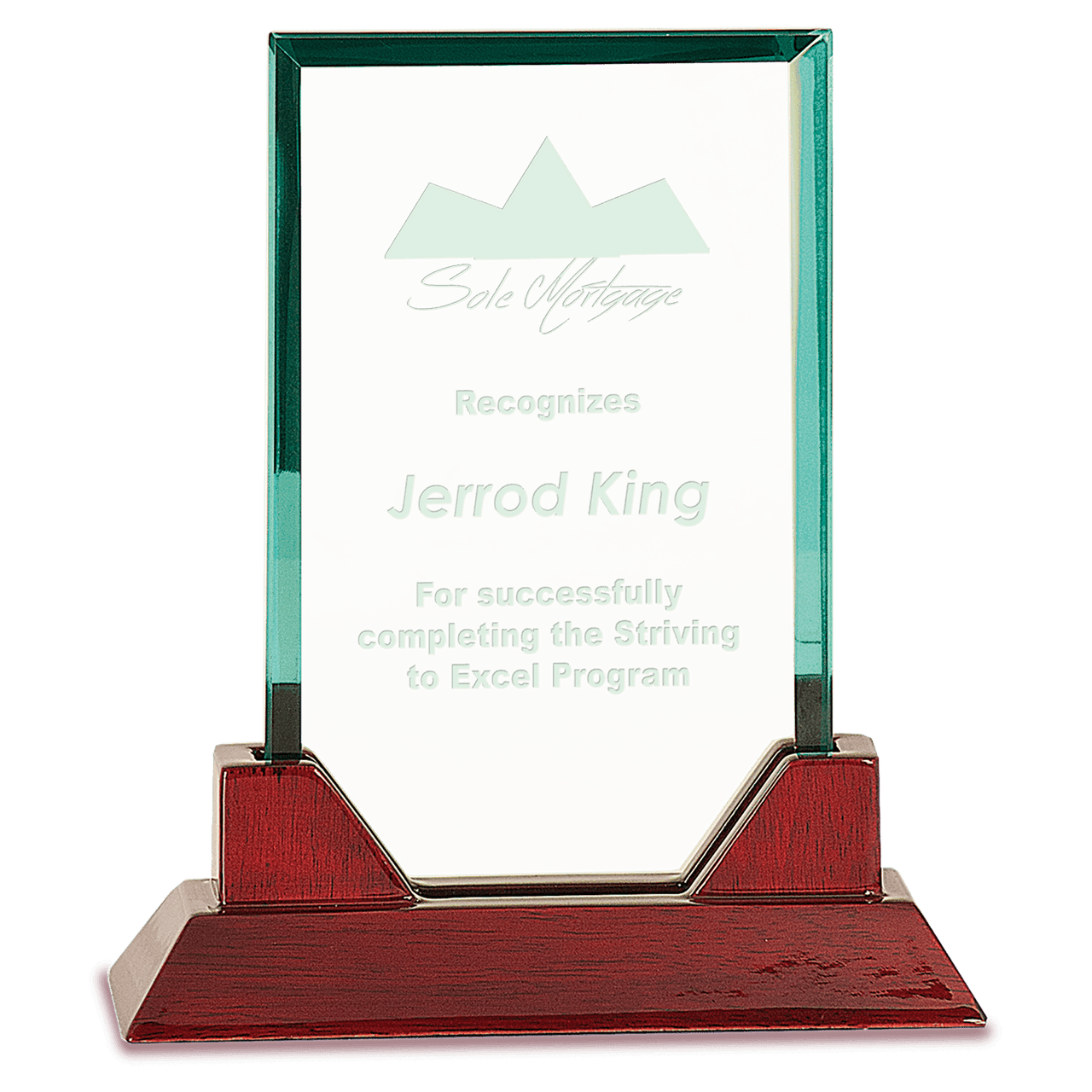 8 3/4" Rectangle Prestige Glass with Rosewood Piano Finish Base