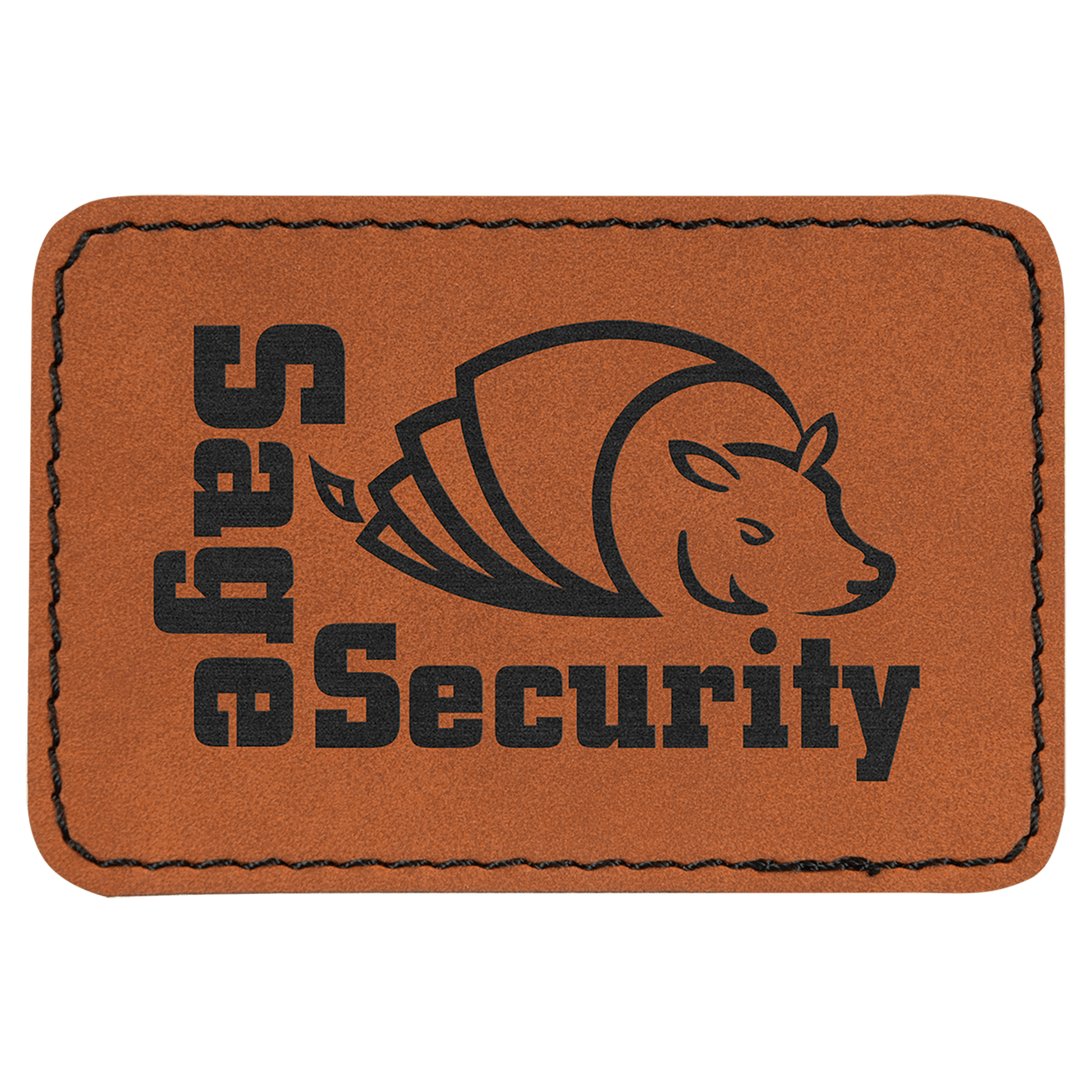 3" x 2" Rectangle Light Brown Laserable Leatherette Patch with Adhesive