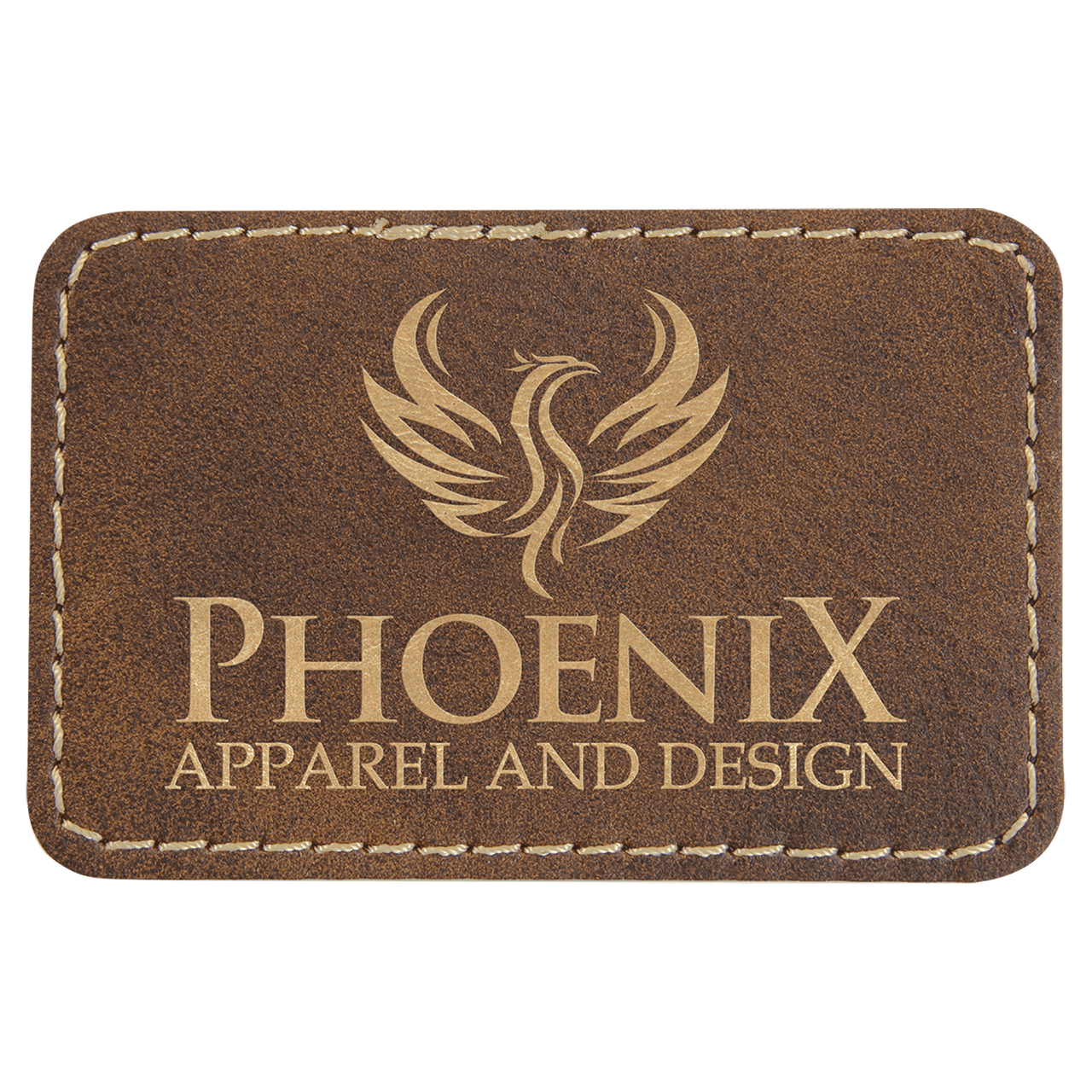 3" x 2" Rectangle Rustic/Gold Laserable Leatherette Patch with Adhesive