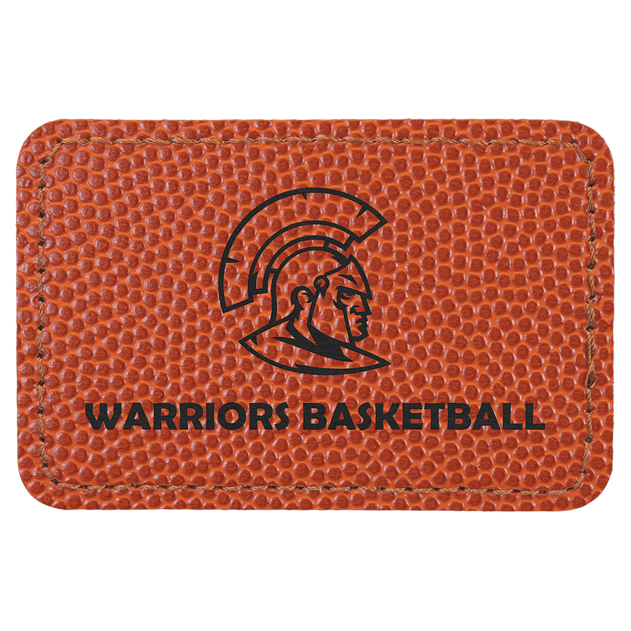 3" x 2" Rectangle Basketball Laserable Leatherette Patch with Adhesive