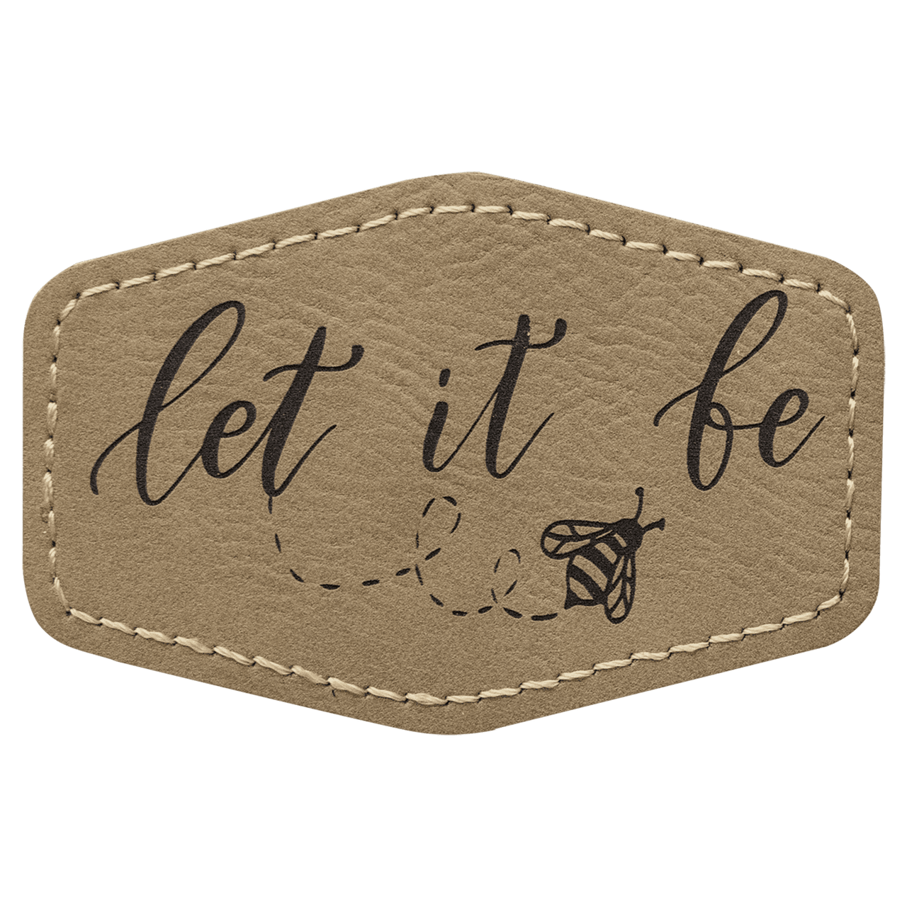 3" x 2" Hex Black/Gold Laserable Leatherette Patch with Adhesive