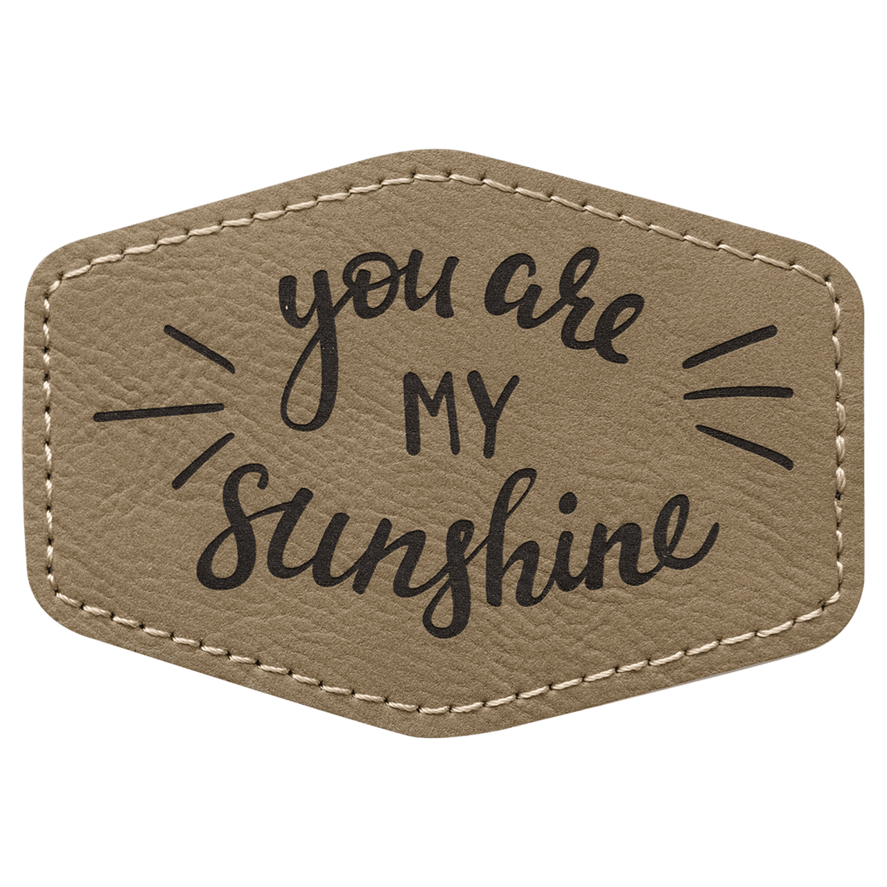 3 1/2" x 2 1/2" Hex White Laserable Leatherette Patch with Adhesive