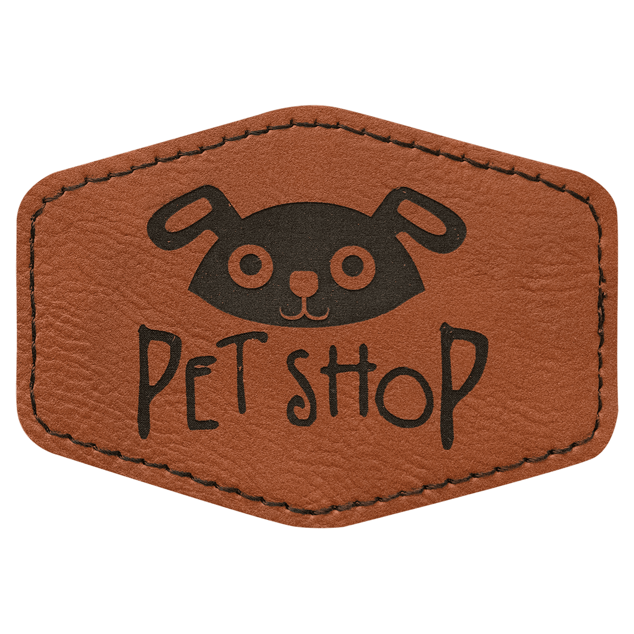 3 1/2" x 2 1/2" Hex White Laserable Leatherette Patch with Adhesive