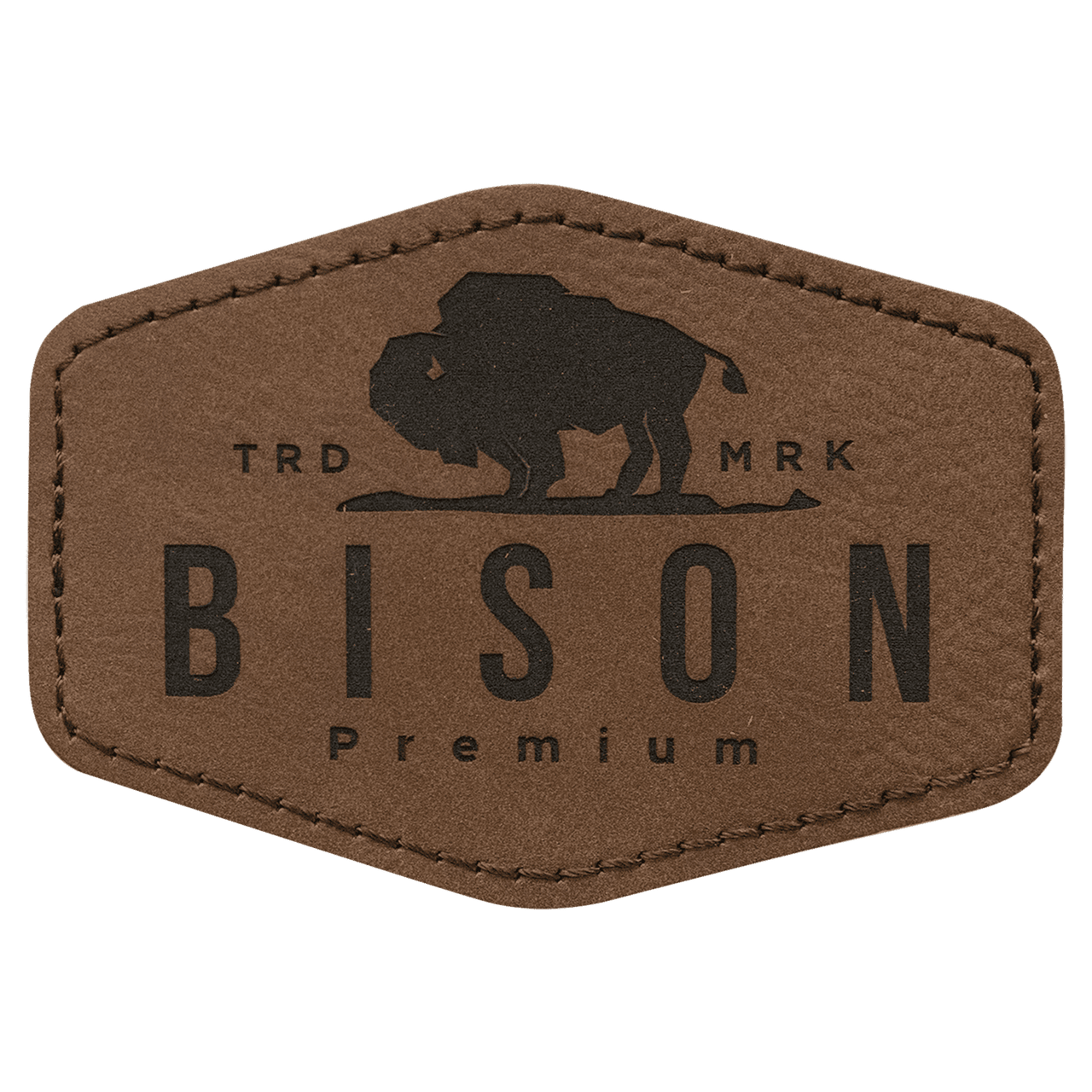 3 1/2" x 2 1/2" Hex White Laserable Leatherette Patch with Adhesive