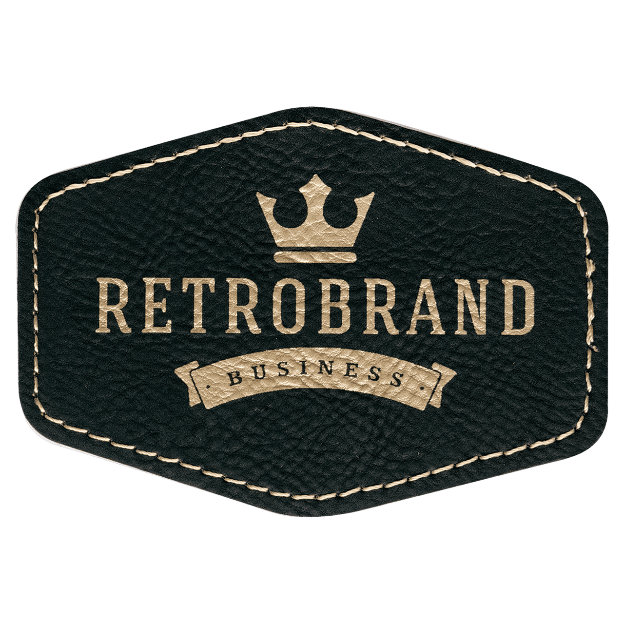 3 1/2" x 2 1/2" Hex White Laserable Leatherette Patch with Adhesive