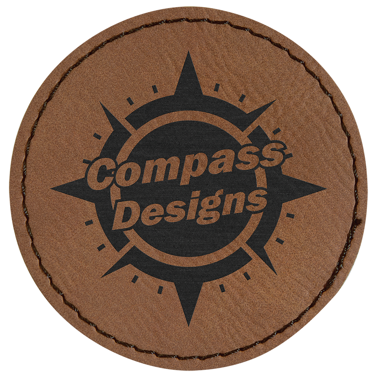 2 1/2" Round Light Brown Laserable Leatherette Patch with Adhesive