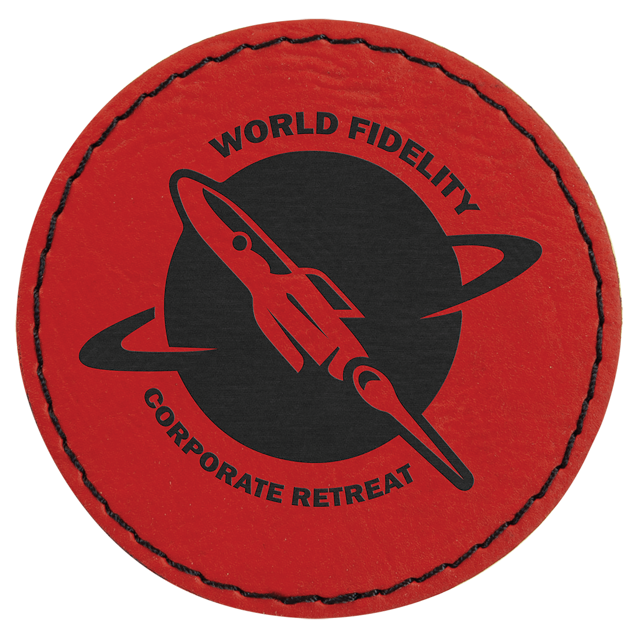 2 1/2" Round Light Brown Laserable Leatherette Patch with Adhesive