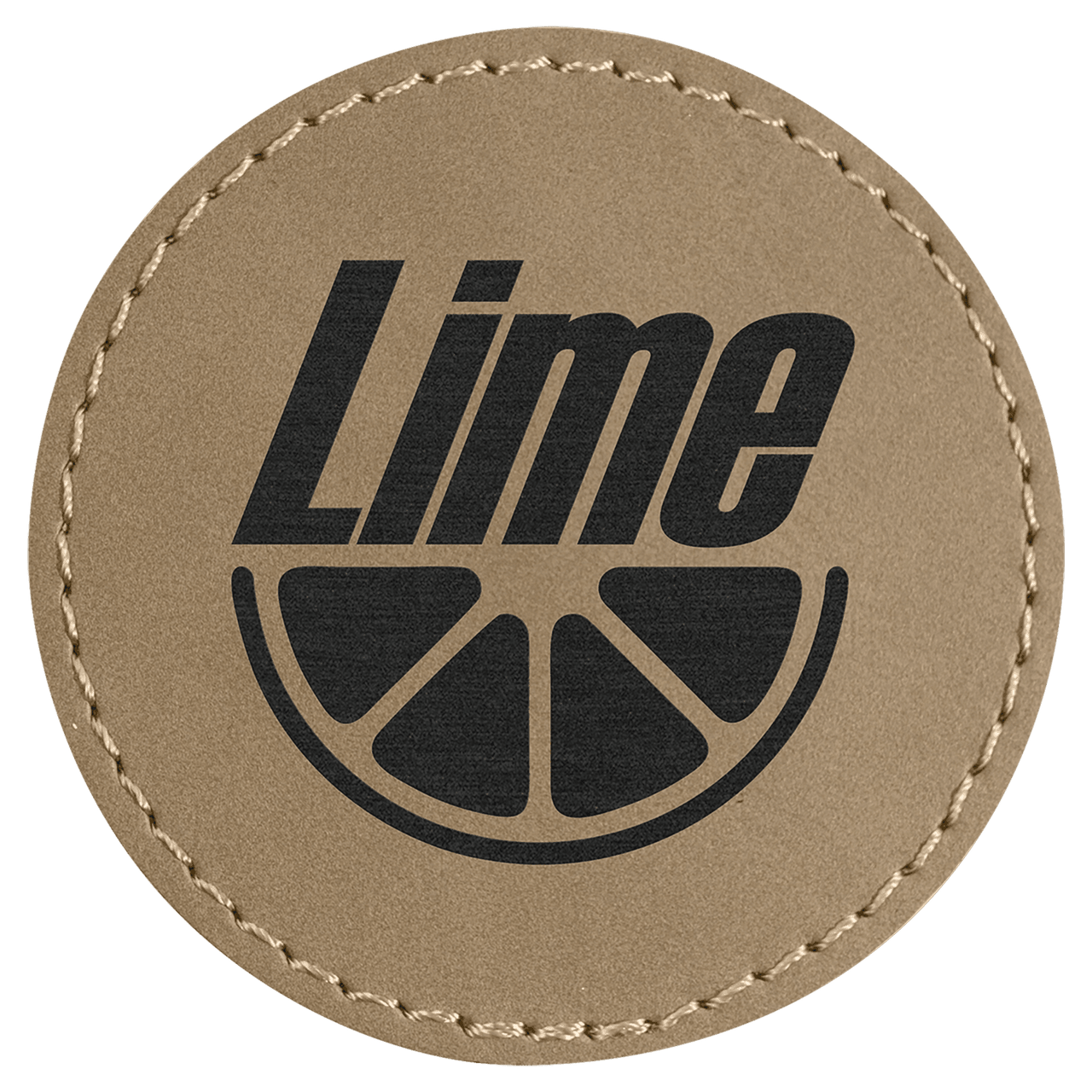 2 1/2" Round Black/Siler Laserable Leatherette Patch with Kota Pro Adhesive