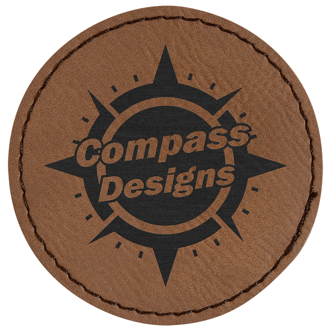 2 1/2" Round Black/Siler Laserable Leatherette Patch with Kota Pro Adhesive