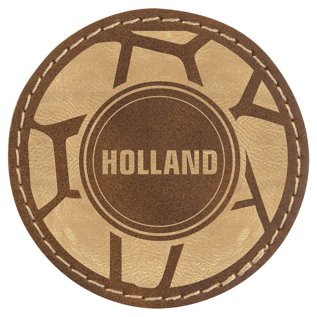 2 1/2" Round Light Brown Laserable Leatherette Patch with Adhesive