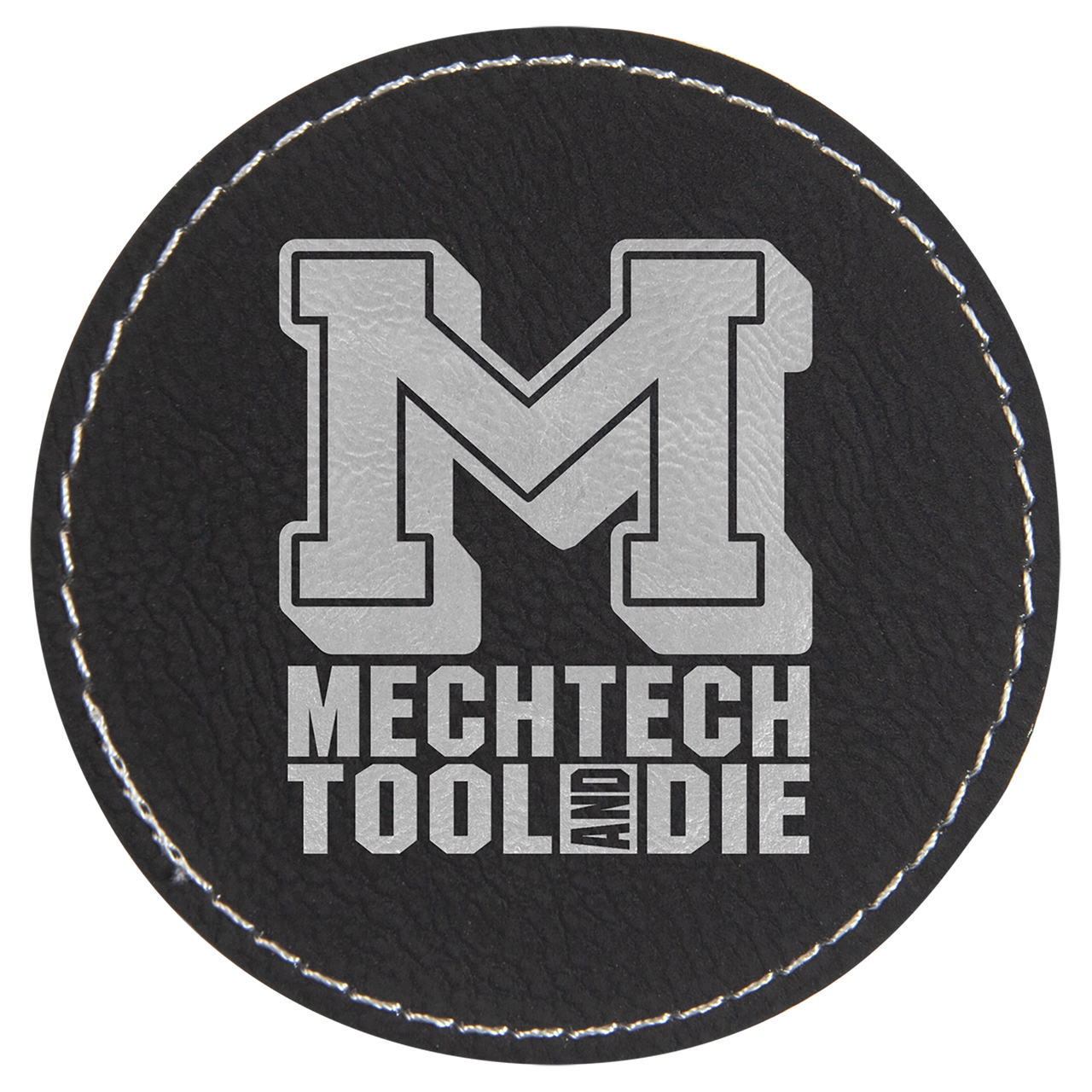 3" Round Dark Brown Laserable Leatherette Patch with Adhesive