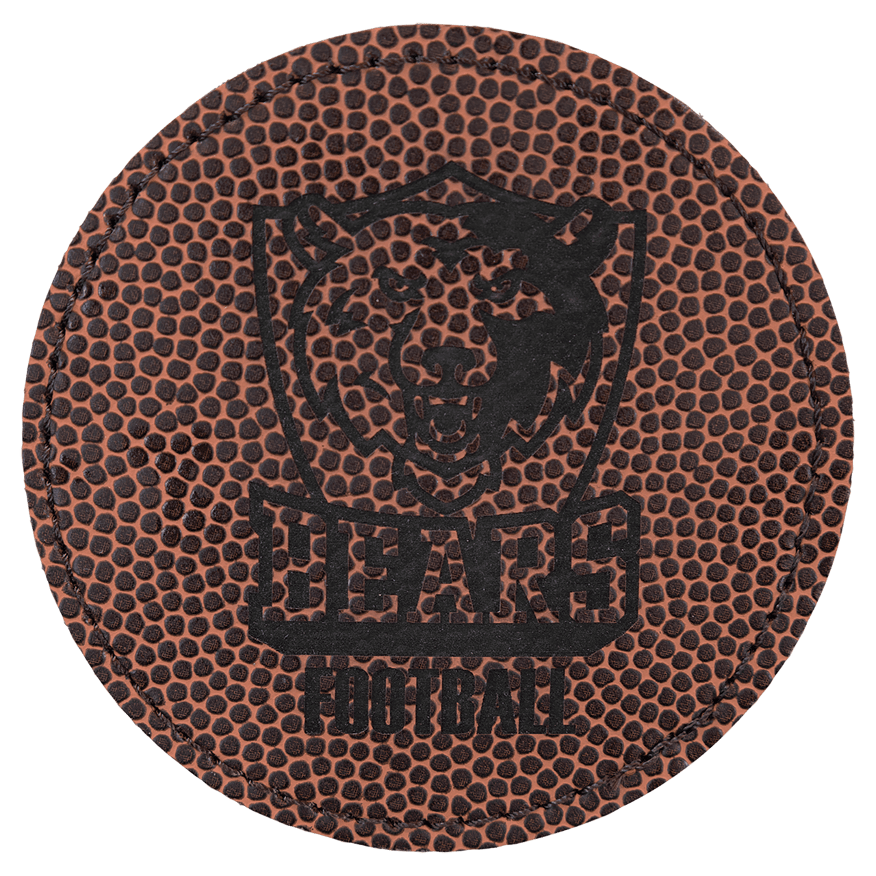 3" Round Black/Silver Laserable Leatherette Patch with Kota Pro Adhesive