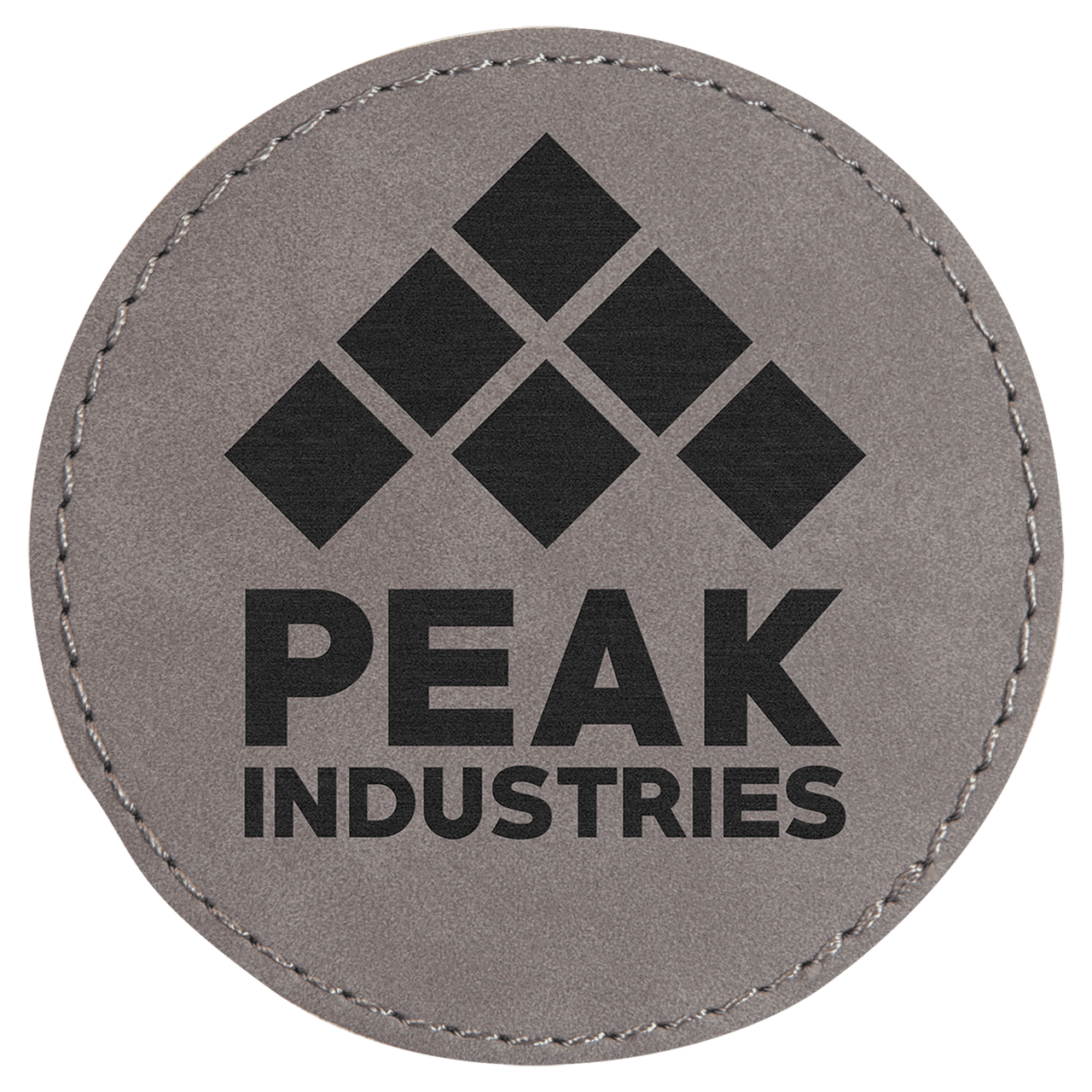 3" Round Black/Silver Laserable Leatherette Patch with Kota Pro Adhesive