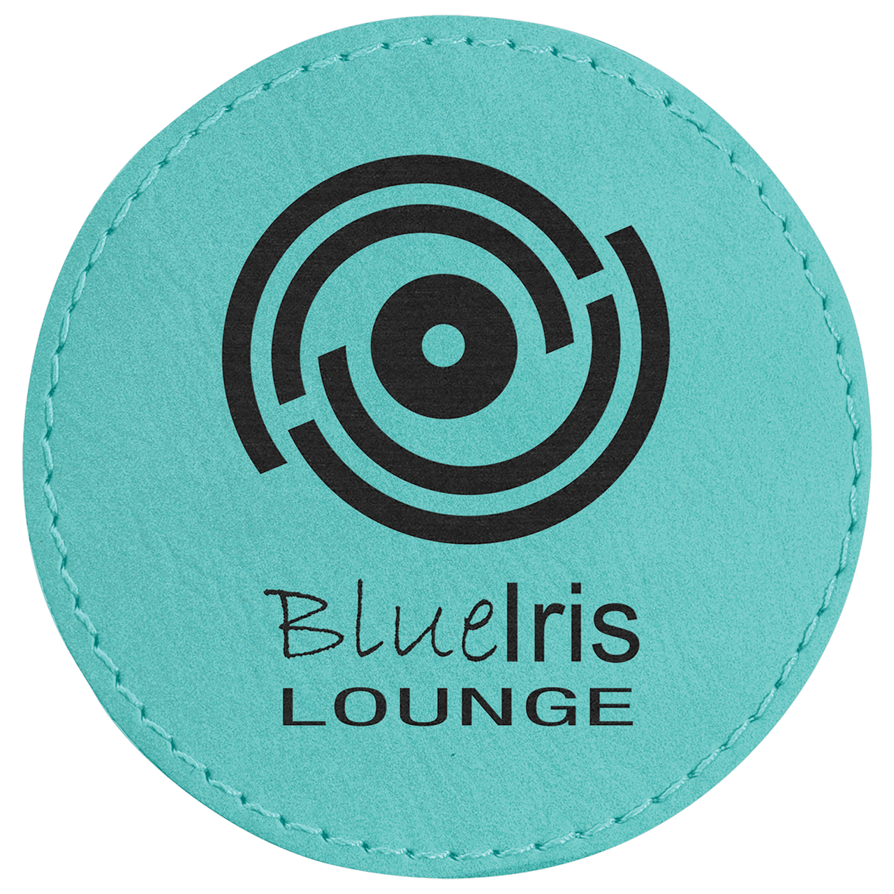 3" Round Black/Silver Laserable Leatherette Patch with Kota Pro Adhesive