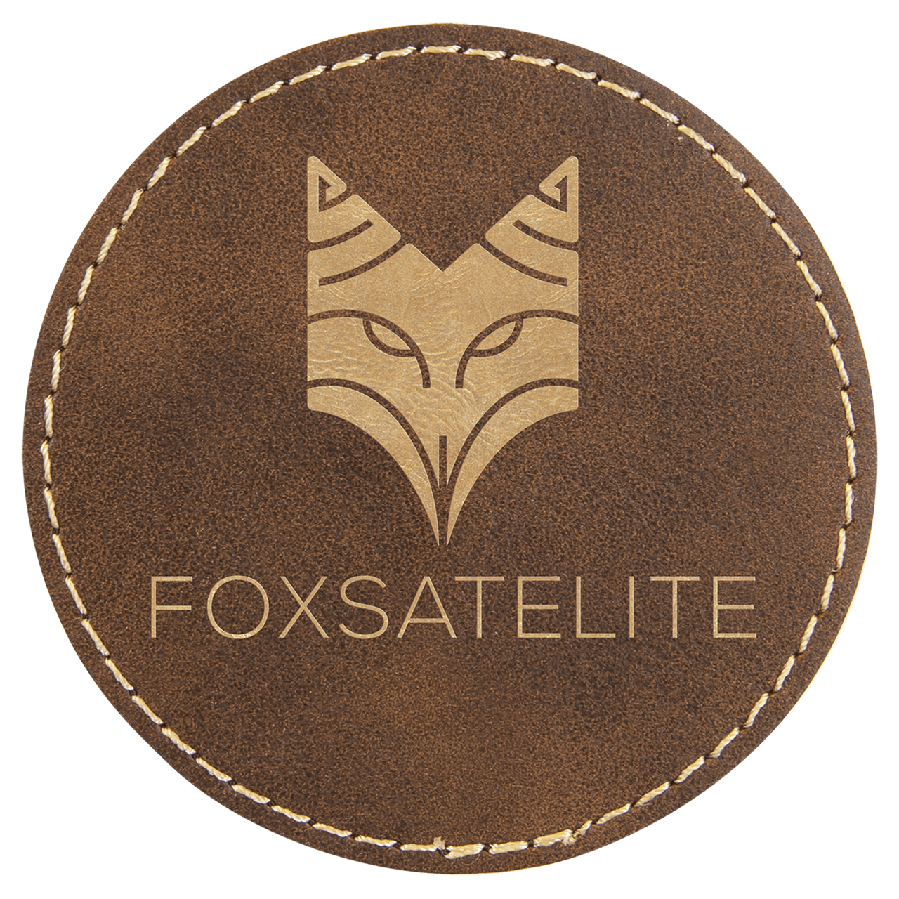 3" Round Black/Silver Laserable Leatherette Patch with Kota Pro Adhesive