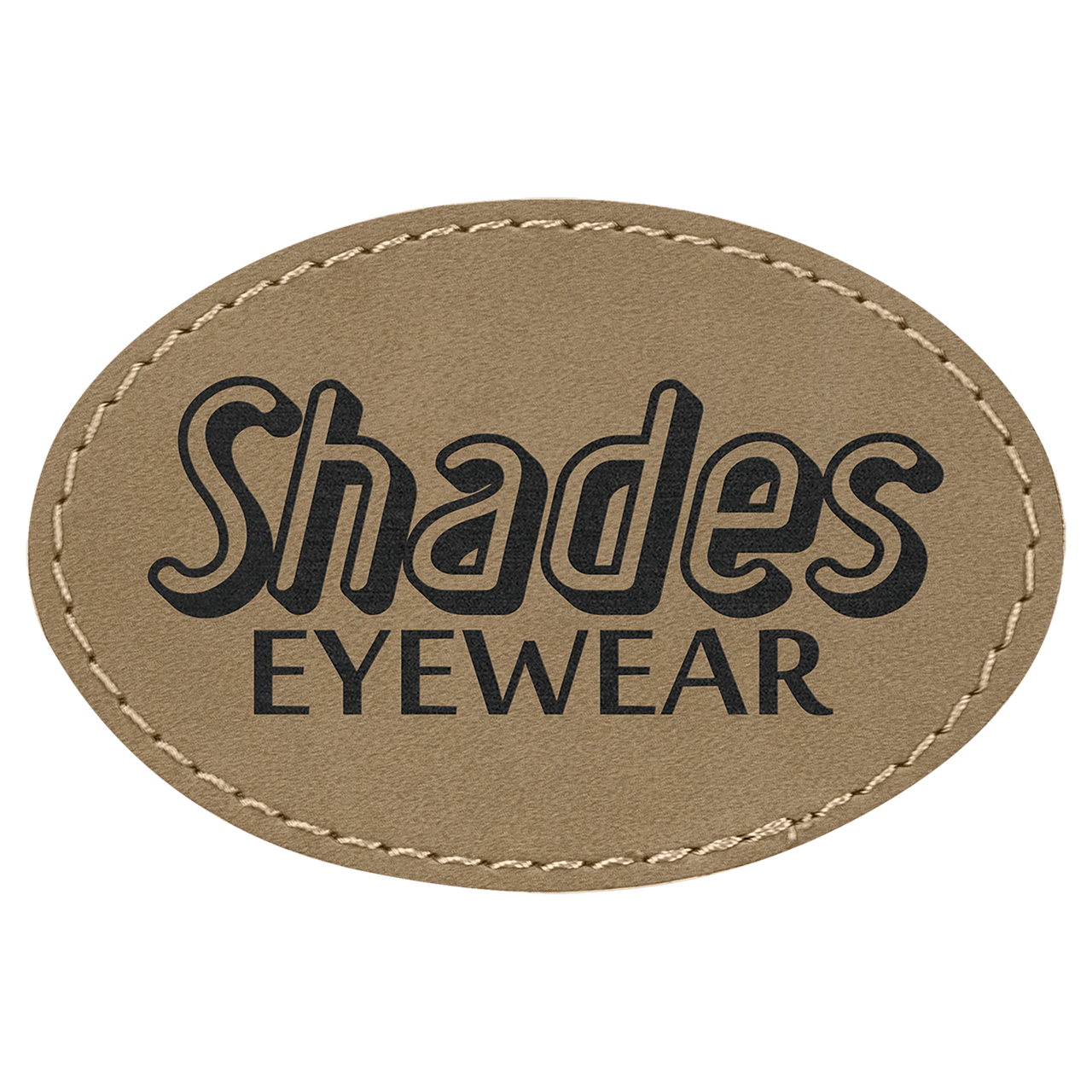 3" x 2" Oval Light Brown Laserable Leatherette Patch with Adhesive
