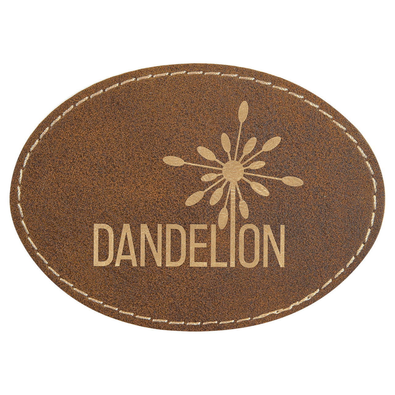 3 1/2" x 2 1/2" Oval Rustic/Gold Laserable Leatherette Patch with Adhesive