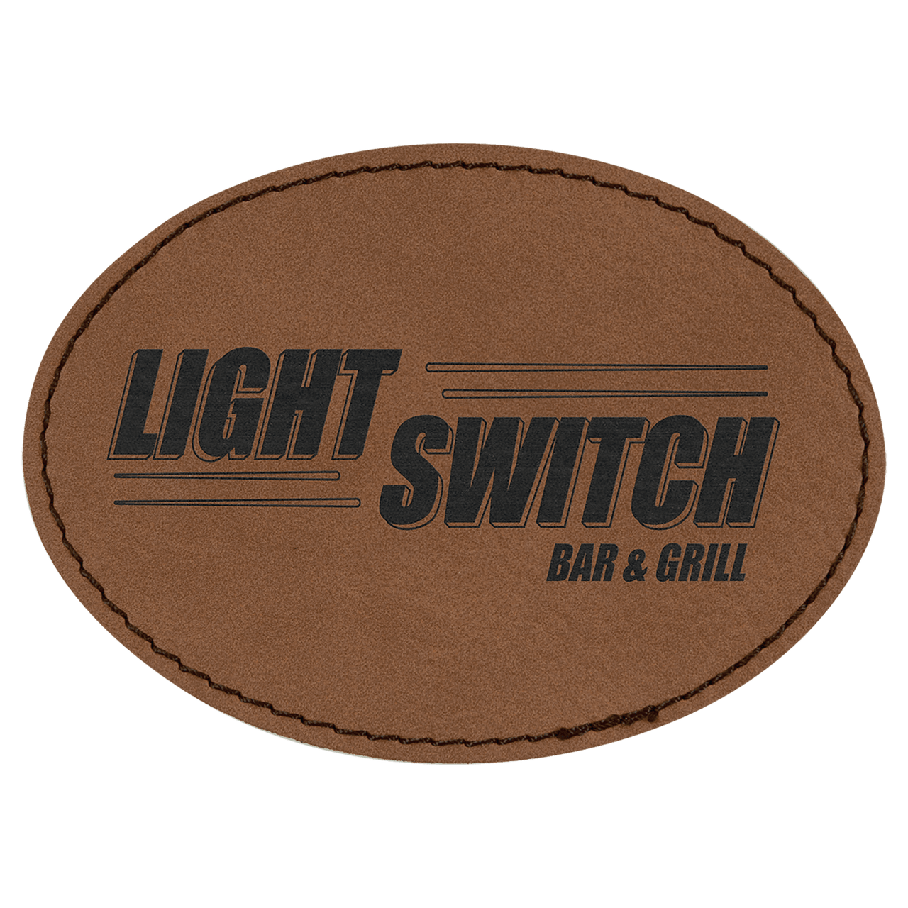 3 1/2" x 2 1/2" Oval Dark Brown Laserable Leatherette Patch with Kota Pro Adhesive