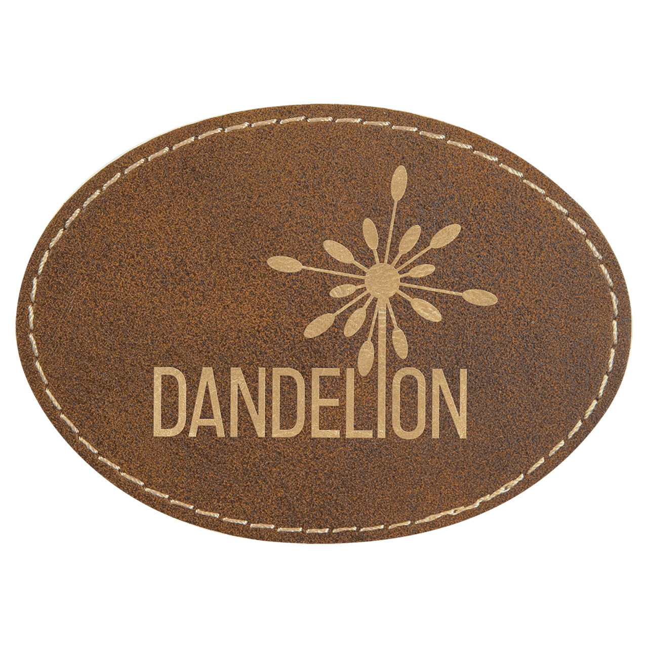 3 1/2" x 2 1/2" Oval Light Brown Laserable Leatherette Patch with Adhesive