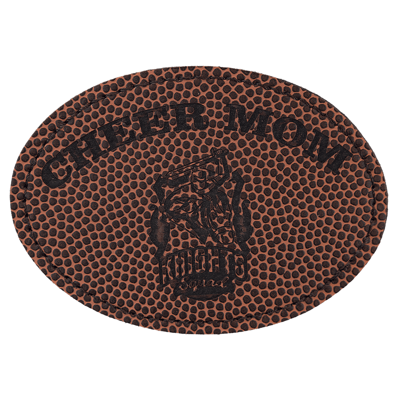 3 1/2" x 2 1/2" Oval Light Brown Laserable Leatherette Patch with Adhesive