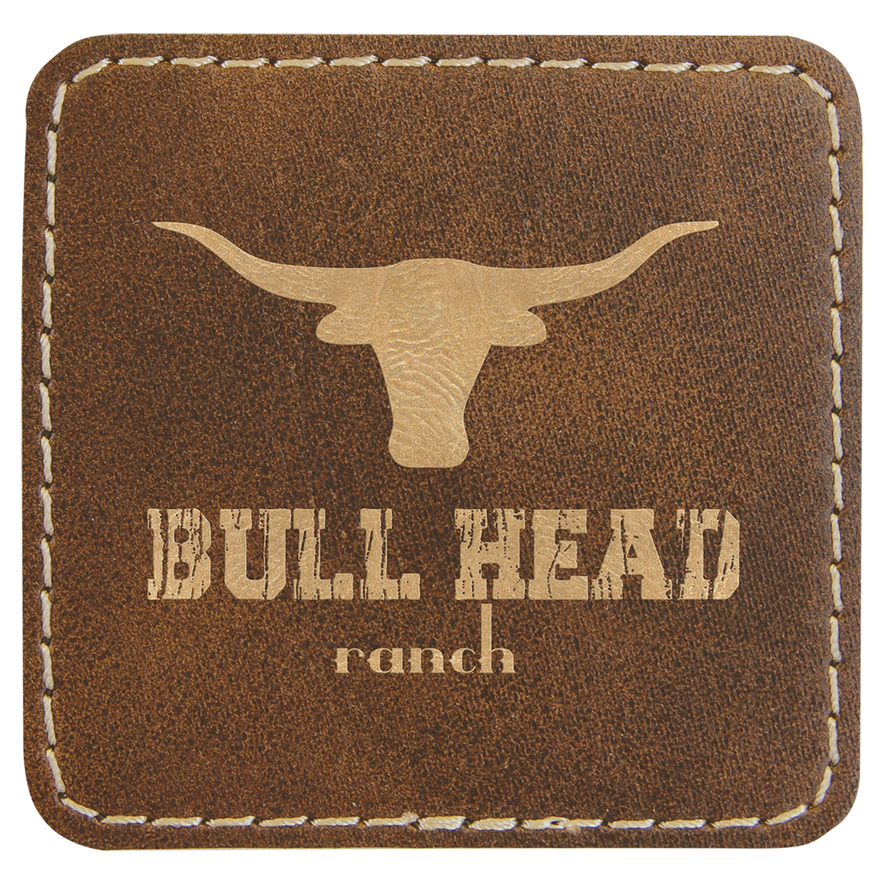 2 1/2" x 2 1/2" Rustic/Gold Laserable Leatherette Patch with Adhesive