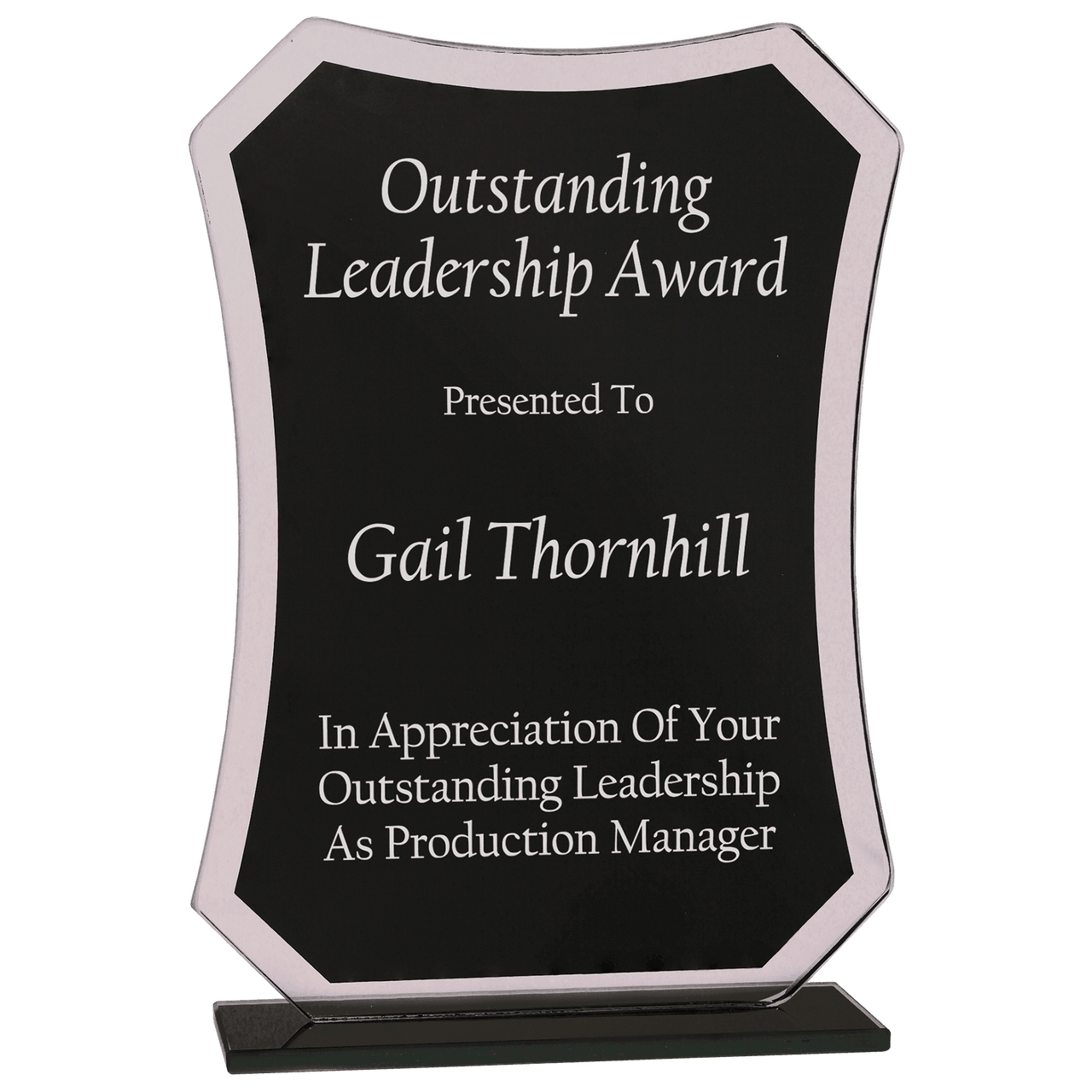 7 1/4" Black Rectangle Reflection Glass Award