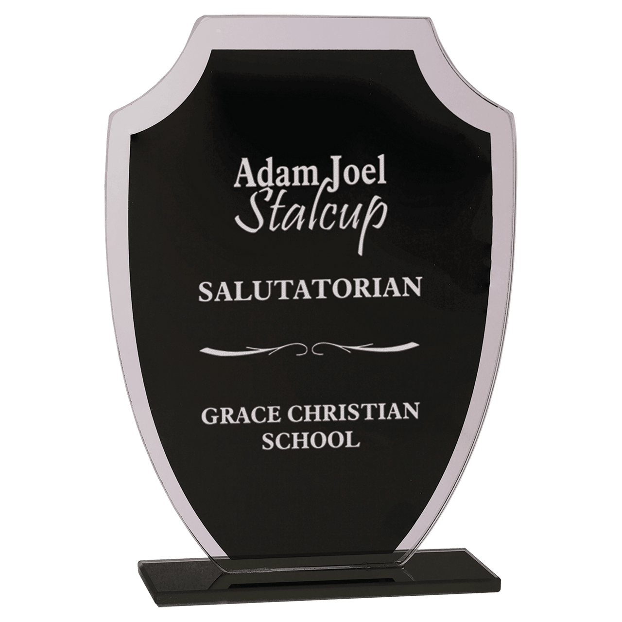 6 1/2" Black Shield Reflection Glass Award
