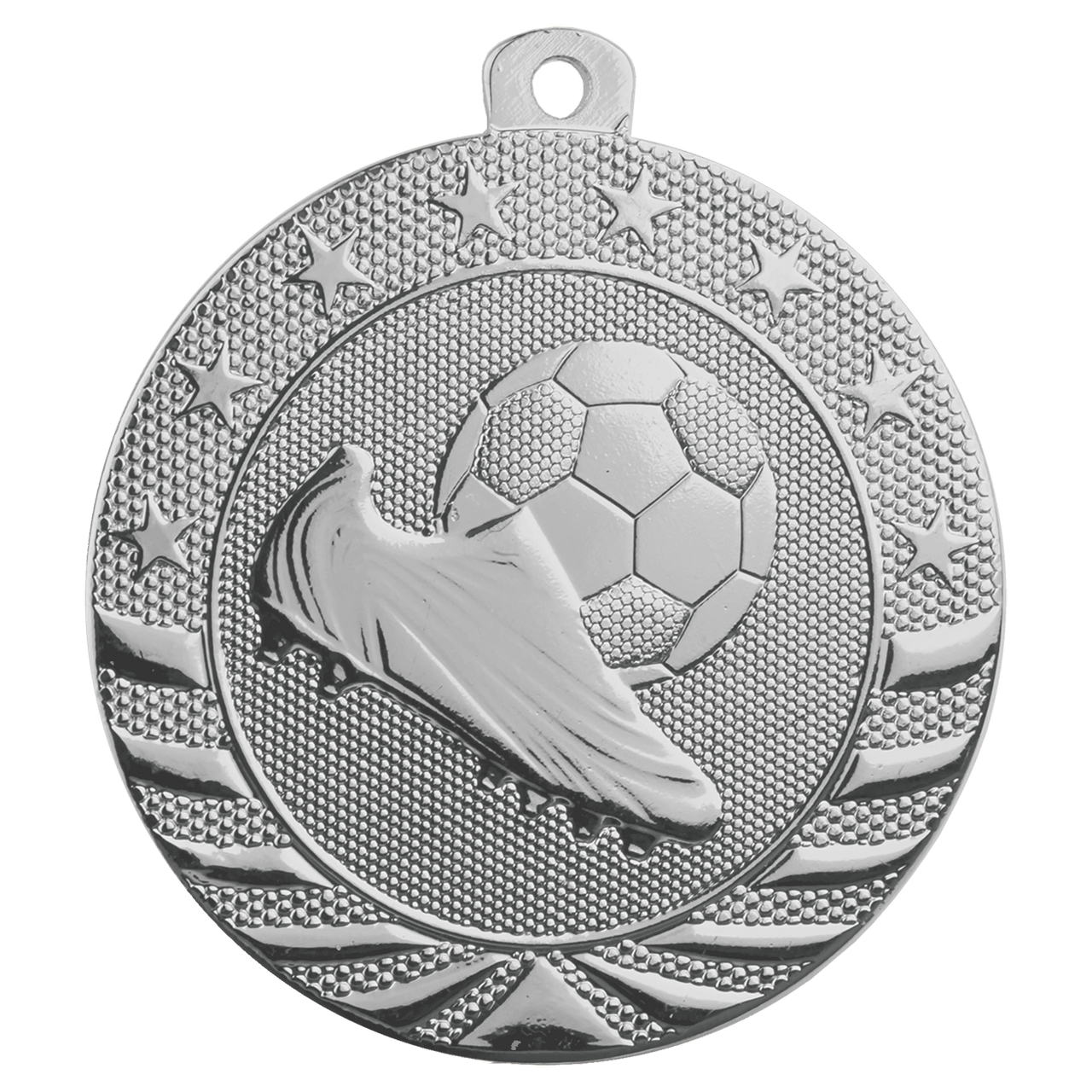 2" Bright Silver Soccer Starbrite Medal