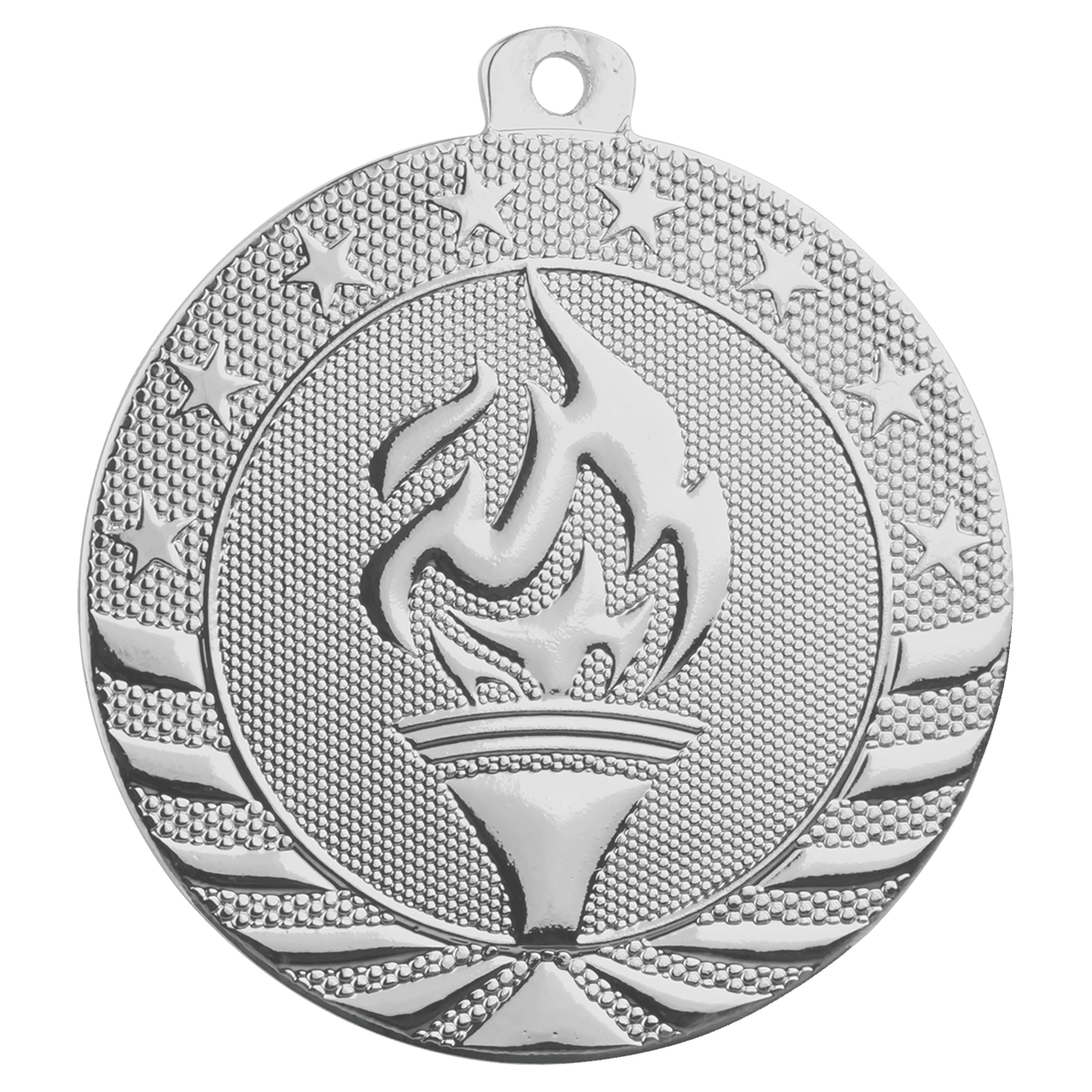 2" Bright Silver Torch Starbrite Medal